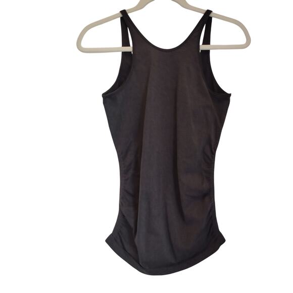 Lululemon Women's Dark Charcoal Grey Tank Top Ruched Sides Low Back Fitted - Picture 1 of 5